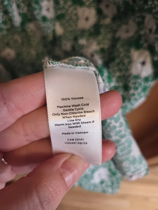 Talbots Puff Sleeve Shirt Dress Ditsy Vines Green Women Size 12 - Picture 7 of 7